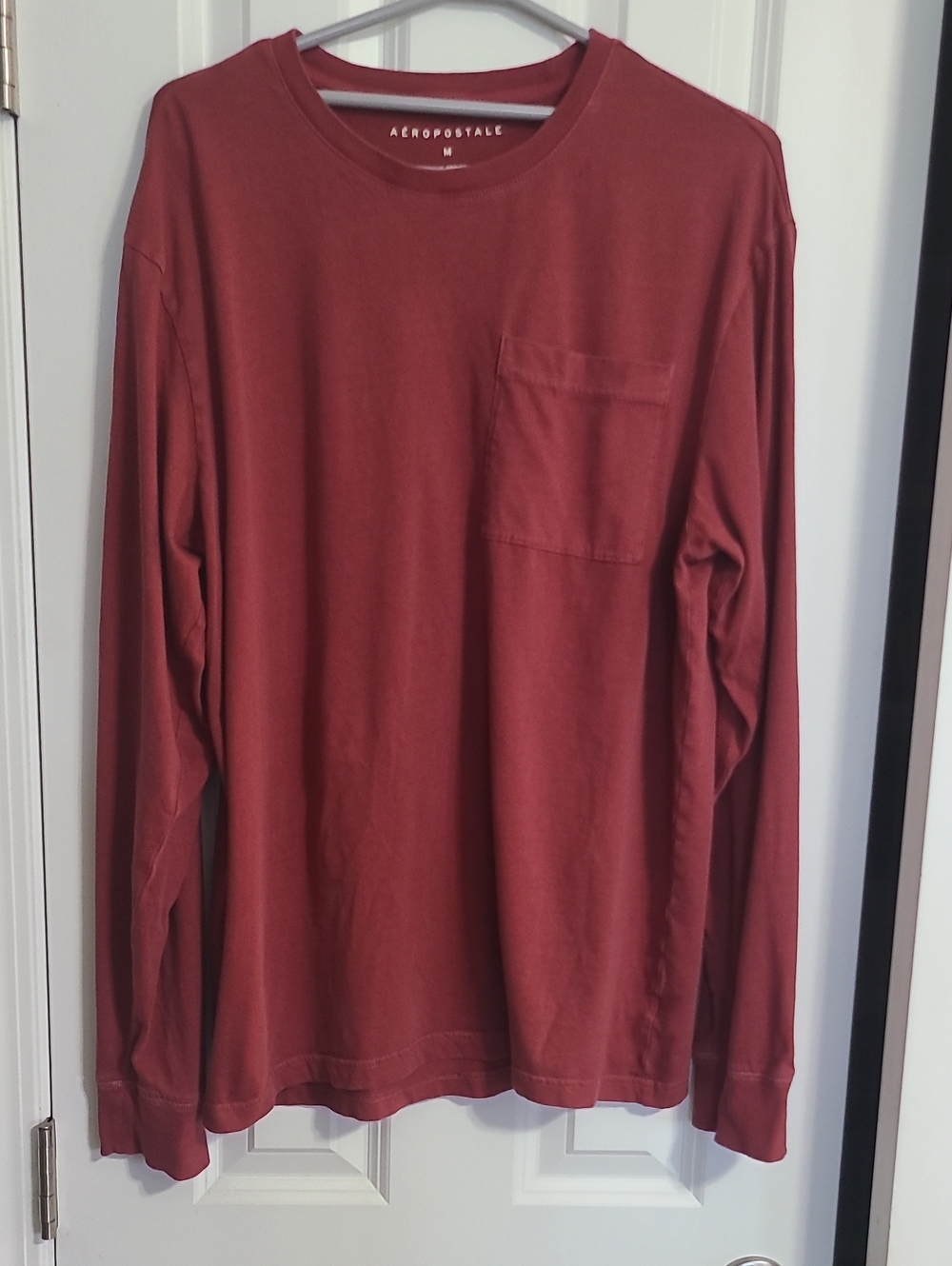 Aeropostale Men's Long-Sleeve Pocket Tee - Deep Rust